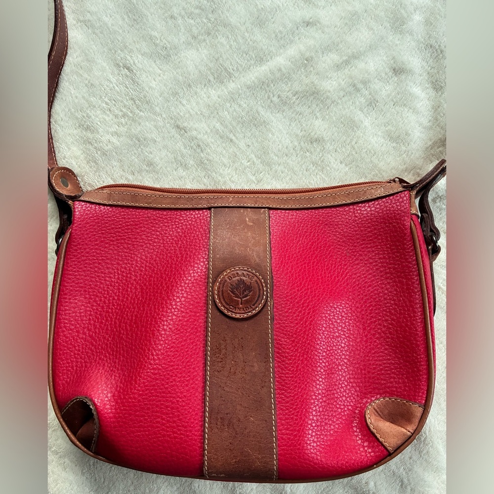 Delane Canada Red Pebbled Leather Crossbody Bag